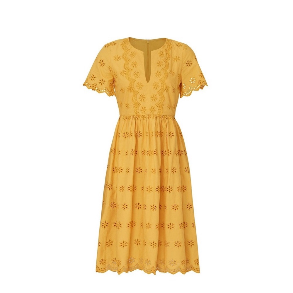 Madewell Yellow Eyelet Midi Dress
